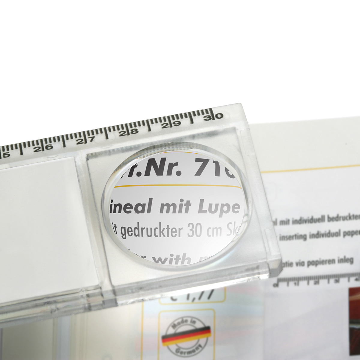 Ruler with magnifying glass