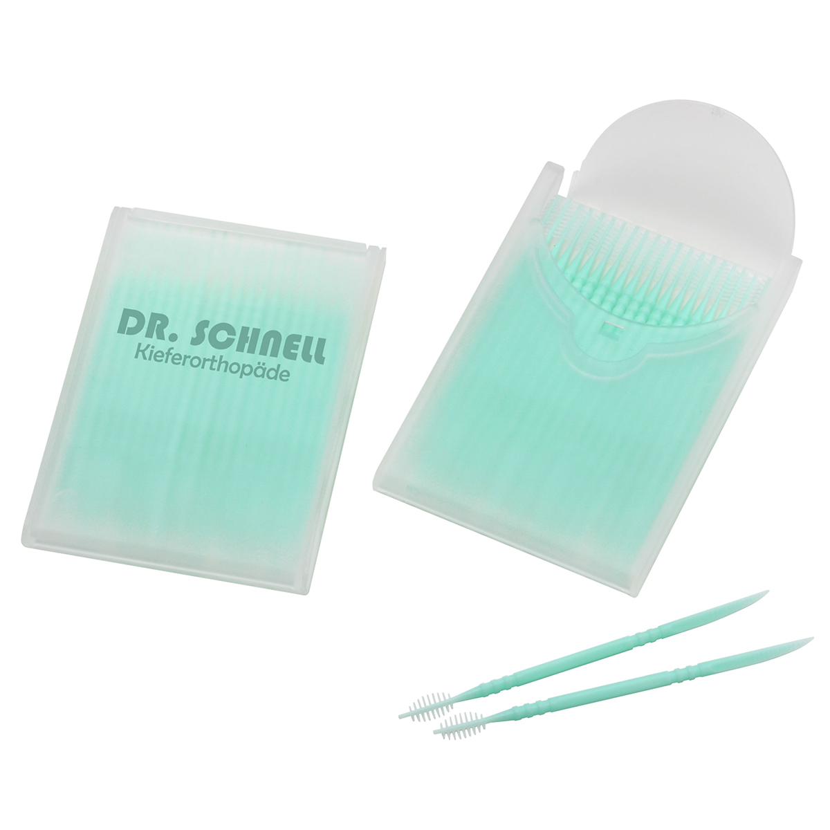 Toothpicks with interdental brushes