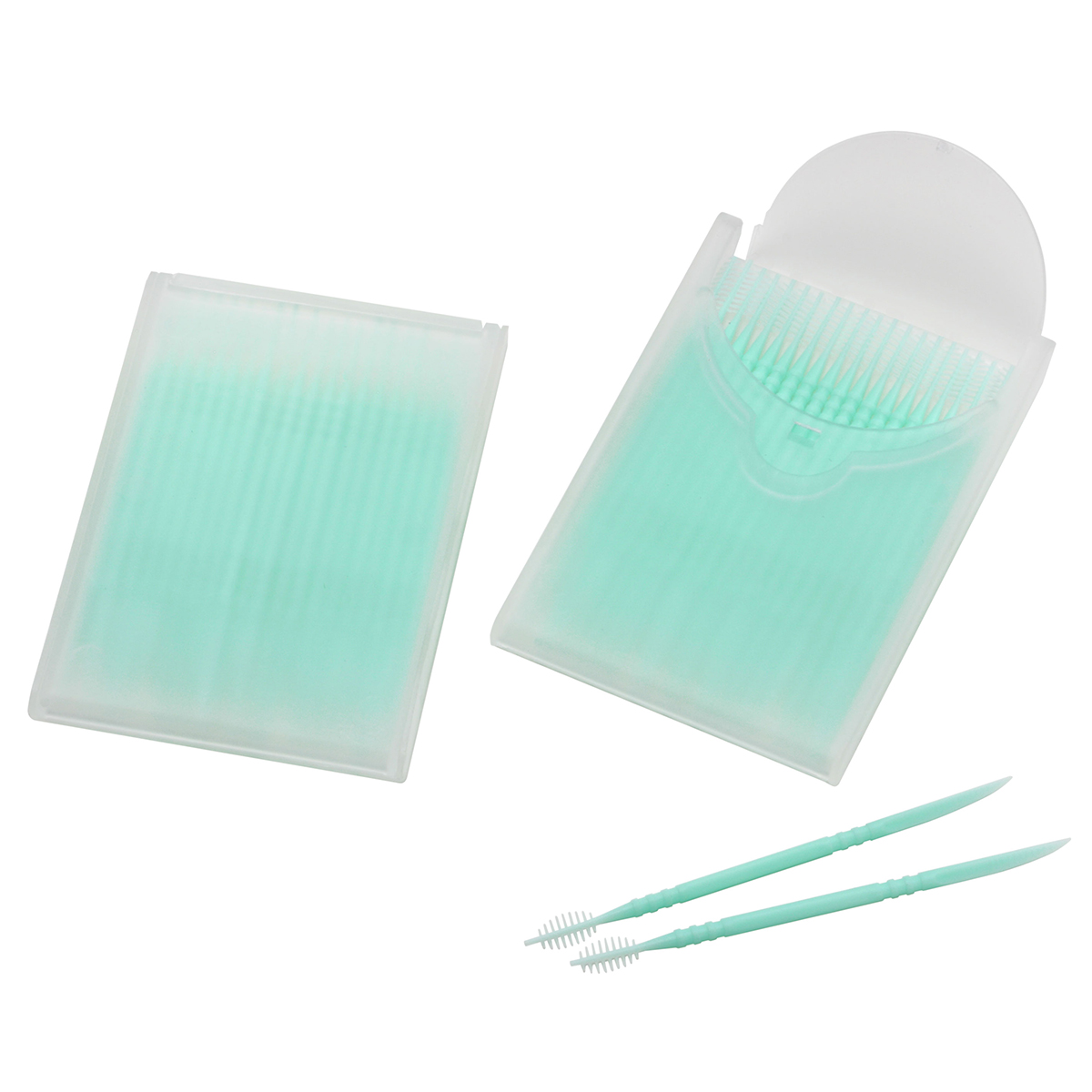 Toothpicks with interdental brushes