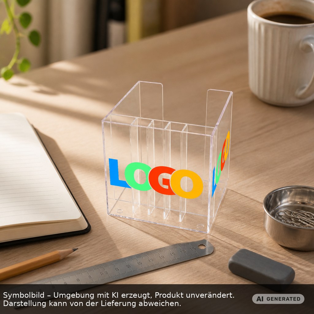 Zettelbox mit Köcher "Alpha" als Werbeartikel mit Logo bedrucken