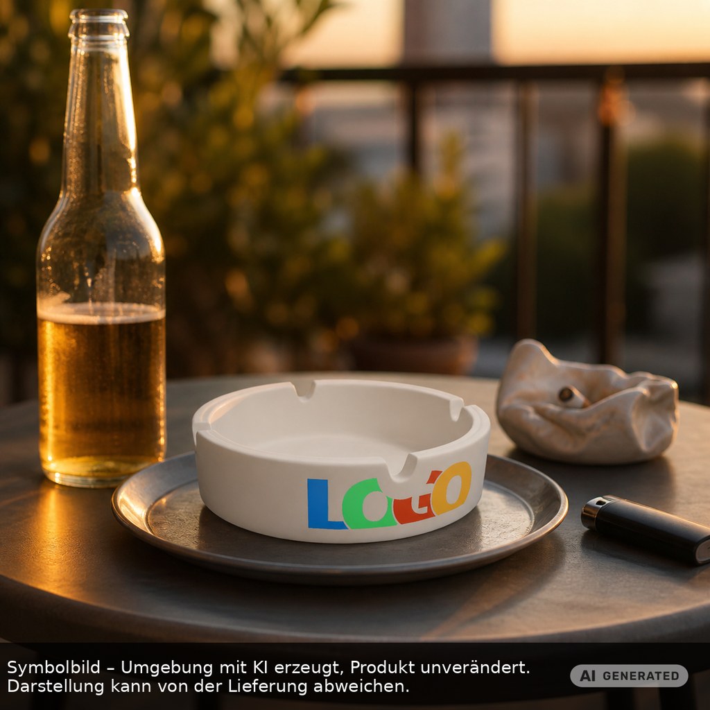 Glass ashtray printed as promotional items with logo