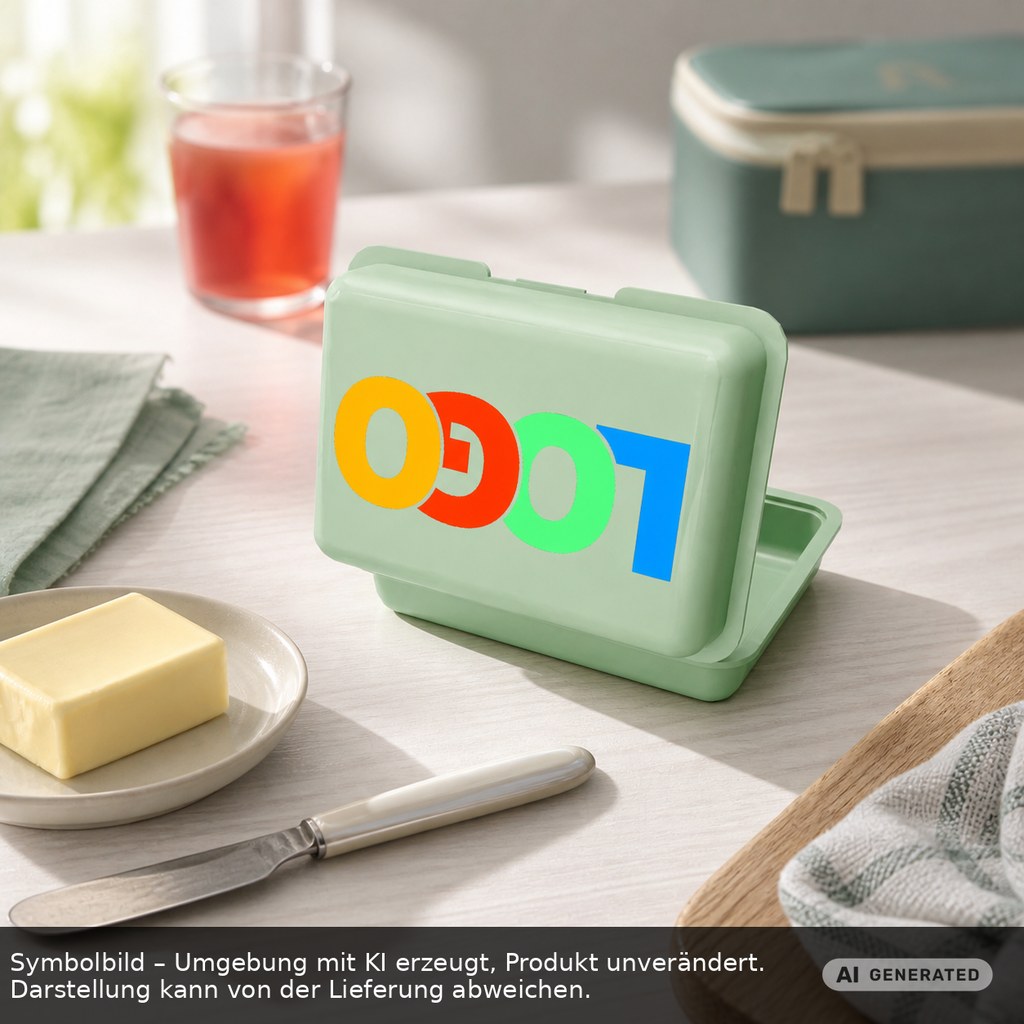 Bio lunch box/bio butter dish printed as promotional items with logo