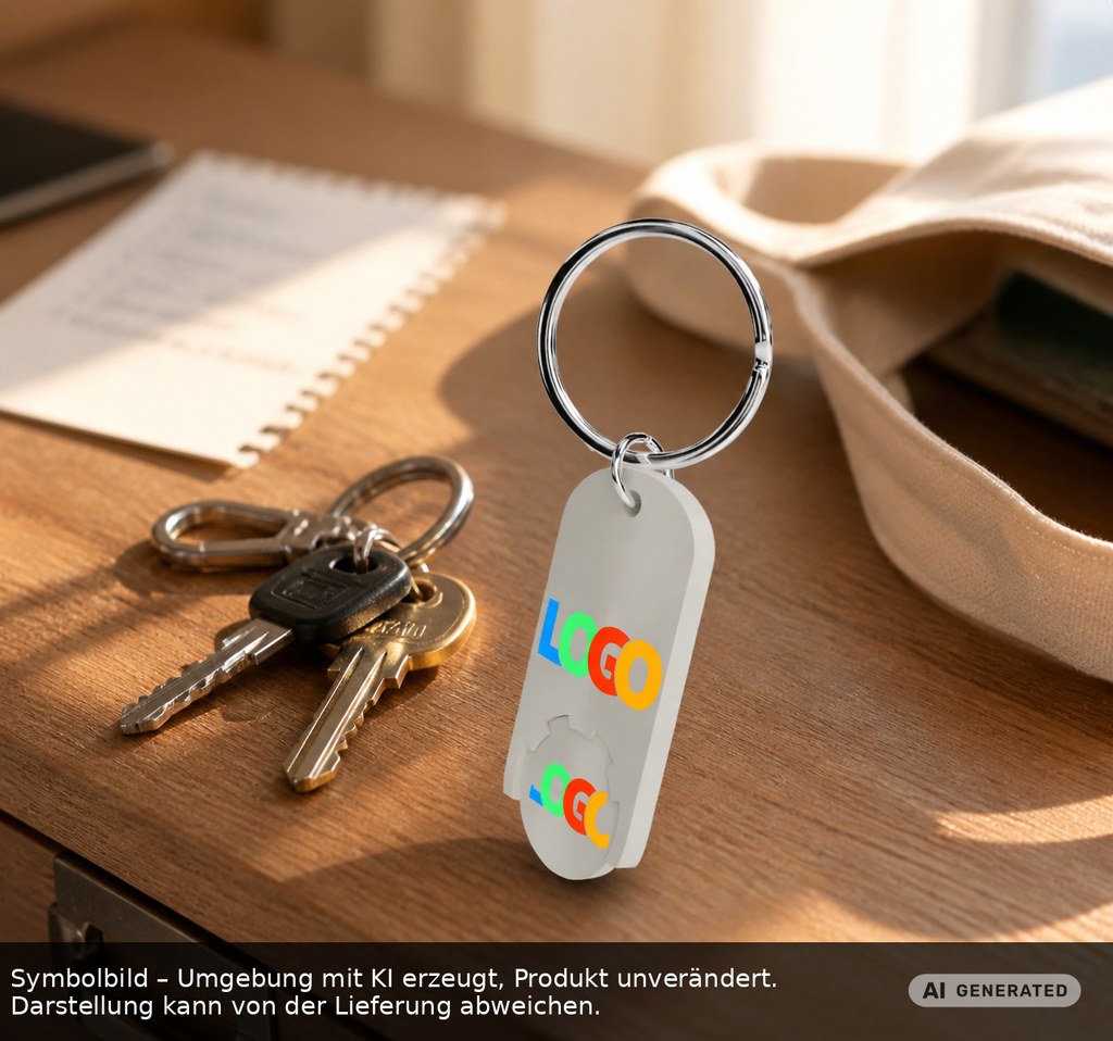 Chip holder with 1€ chip "Alpha" printed as promotional items with logo