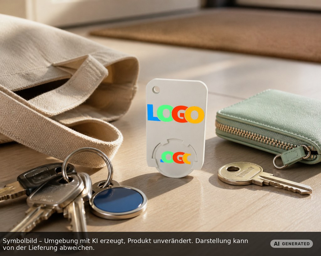 Chip holder with 1€ chip "Beta" printed as promotional items with logo