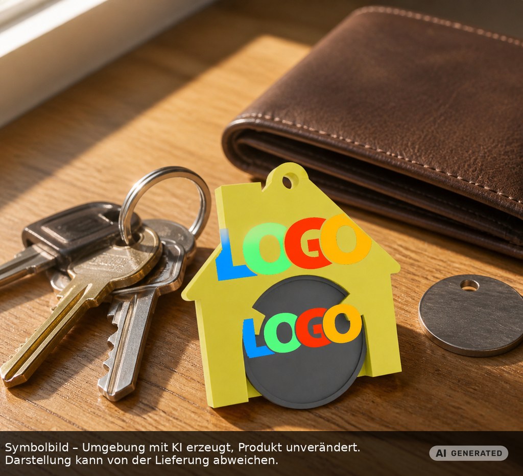 Chiphalter mit 1€-Chip "Haus" als Werbeartikel mit Logo bedrucken
