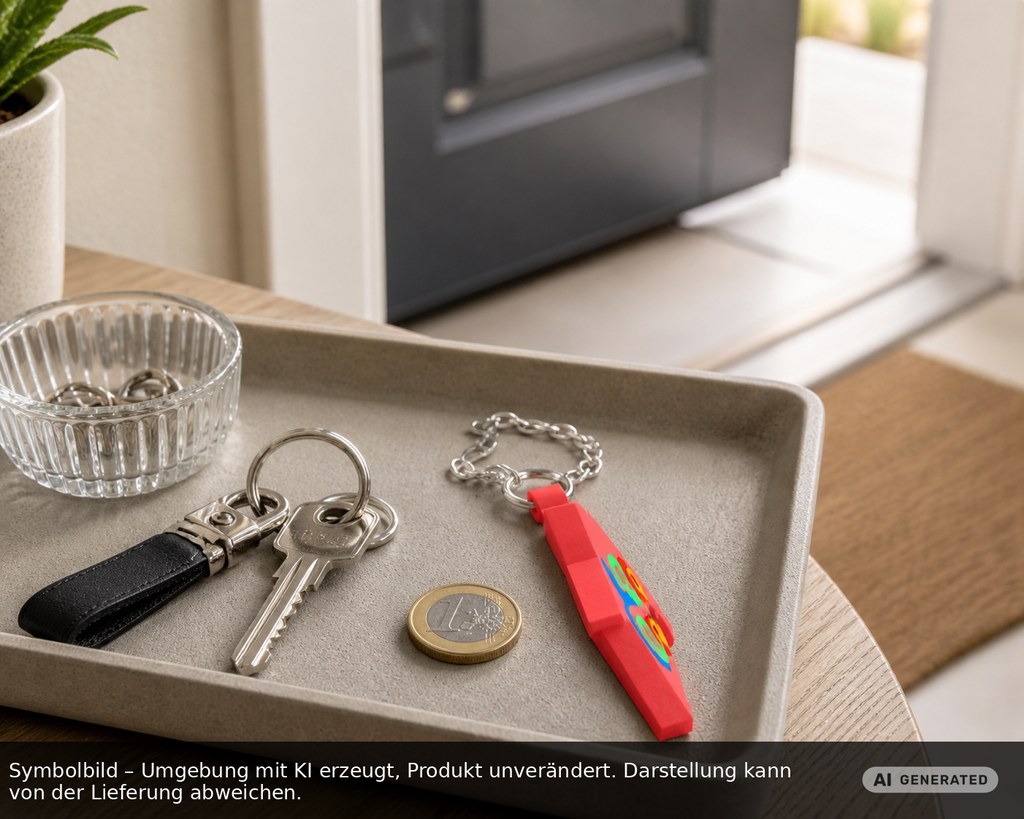 Chiphalter mit 1€-Chip "Haus" als Werbeartikel mit Logo bedrucken