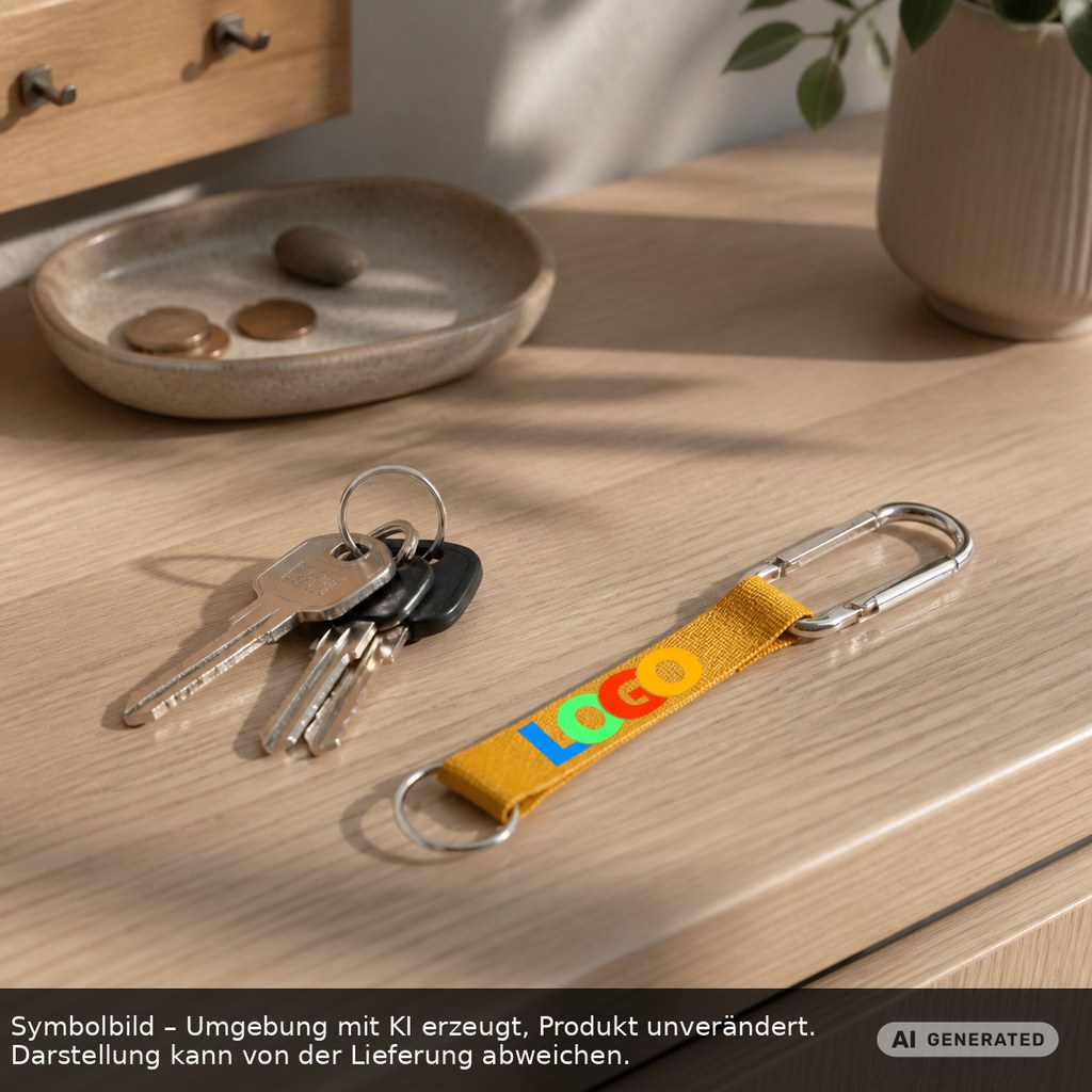 Kurz-Schlüsselband/Kurz-Lanyard "Duo" als Werbeartikel mit Logo bedrucken