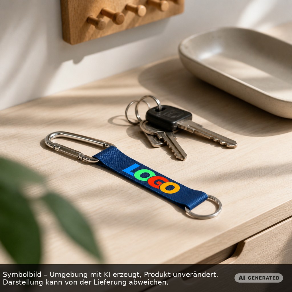 Kurz-Schlüsselband/Kurz-Lanyard "Duo" als Werbeartikel mit Logo bedrucken