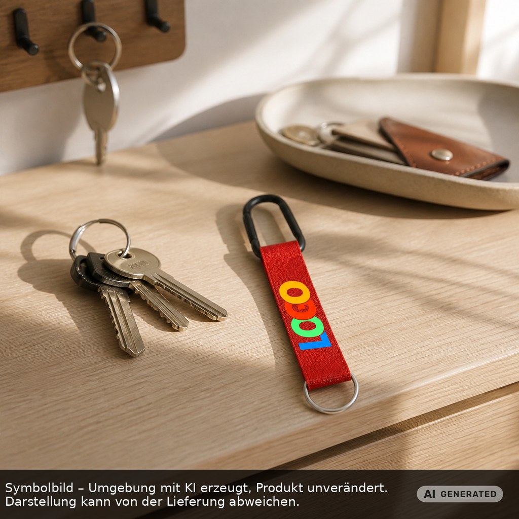 Kurz-Schlüsselband/Kurz-Lanyard "Duo" als Werbeartikel mit Logo bedrucken