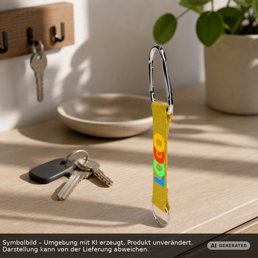 Kurz-Schlüsselband/Kurz-Lanyard "Duo" als Werbeartikel mit Logo bedrucken
