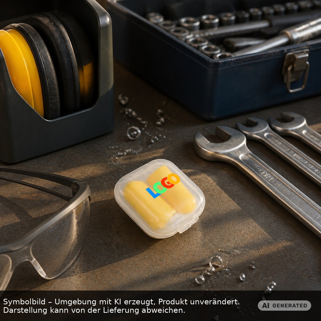 Ear plugs printed as promotional items with logo