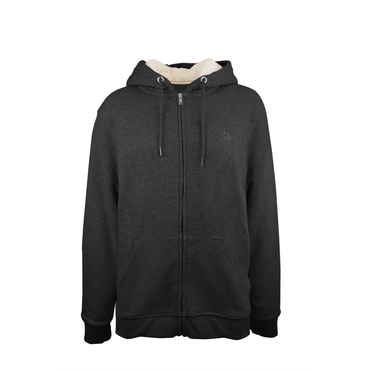 Cozy Sherpa Hoodie, Dark Heather Grey printed as promotional items with logo