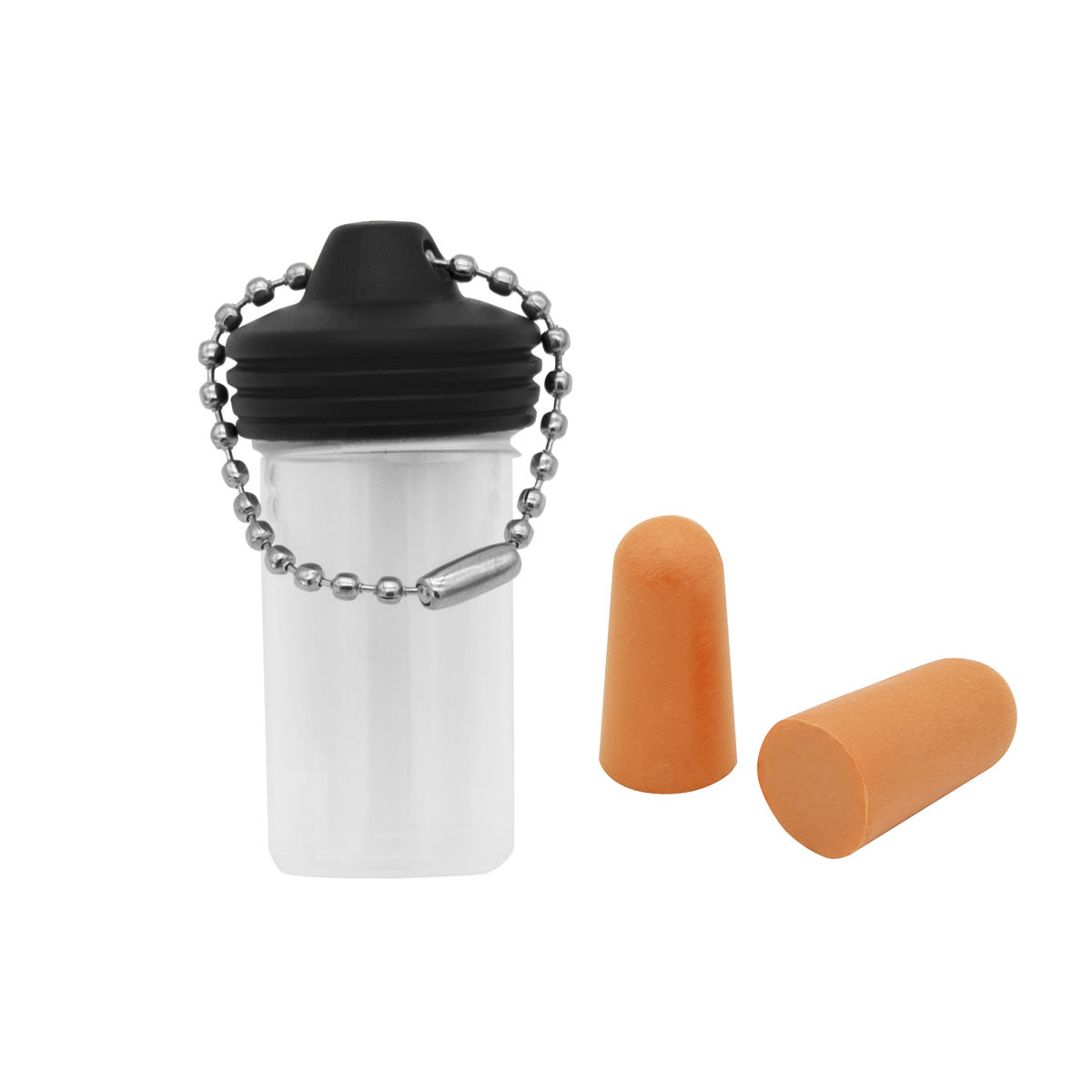 EasyPlug in transparenter Runddose als Werbeartikel mit Logo bedrucken